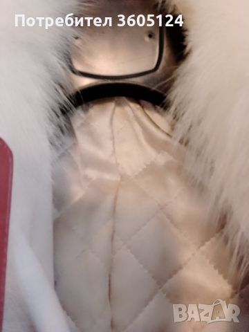 Бяло кожено яке,естествена кожа с подвижна яка от бяла лисица, снимка 4 - Якета - 45187437