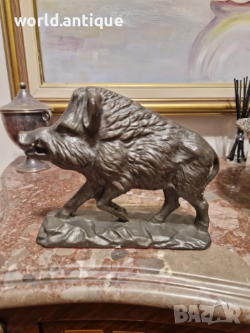 Уникална антикварна метална фигура чугун 