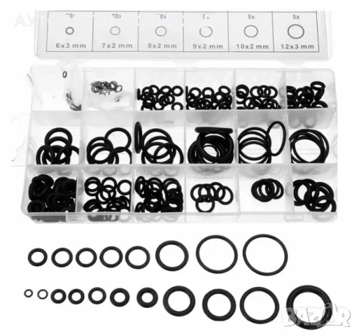 Комплект Гумени О-пръстени - 225 броя в Кутия.