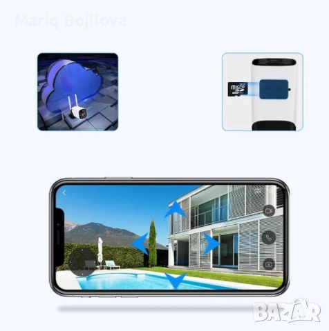 Камера с отделен соларен панел и датчик,4 диода,6MP,iCsee приложение, снимка 4 - Други - 53612420