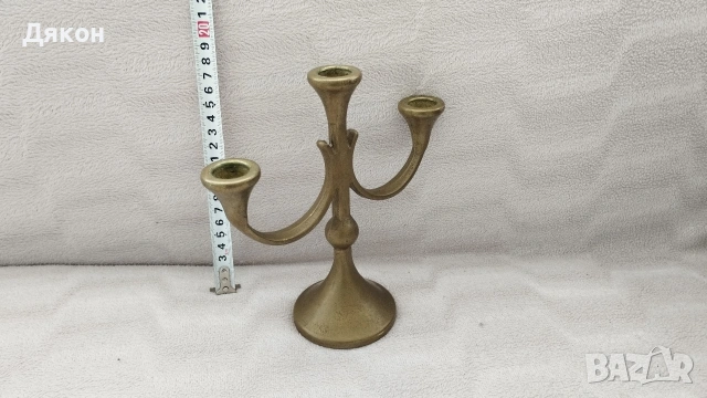Свещник от плътен Бронз за три свещи , снимка 2 - Декорация за дома - 53936916