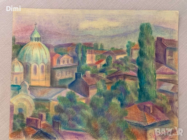 ЕЛКА НАЙДЕНОВА градски пейзаж – Пастел, снимка 2 - Картини - 52858891