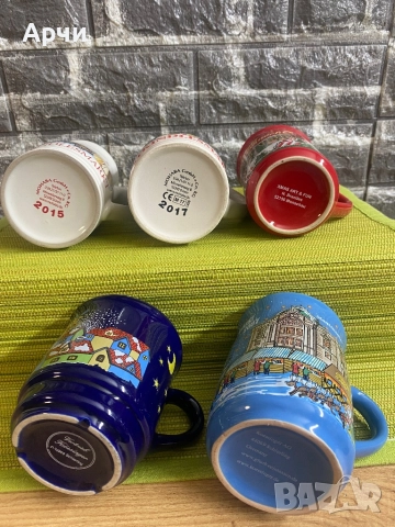Порцеланови чаши с коледем мотив, снимка 4 - Чаши - 52700005