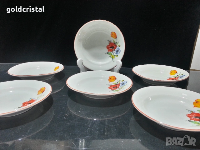 Стар български порцелан чинии дълбоки , снимка 2 - Антикварни и старинни предмети - 53068170