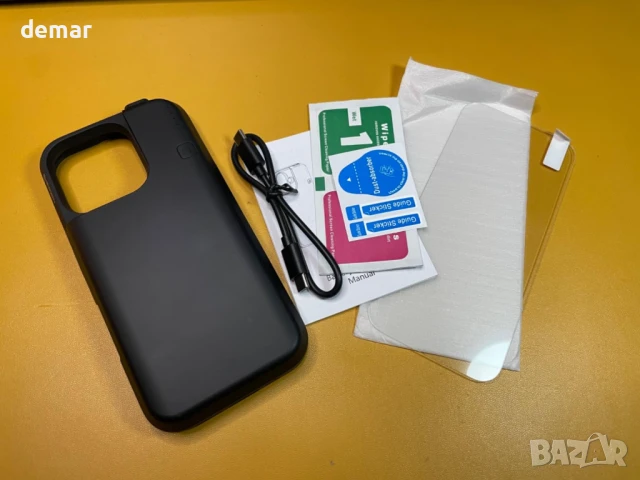 NEWDERY Калъф с батерия за iPhone 15 pro и 16 Pro 6.3” 5000mAh, CarPlay, кабелни слушалки, черен, снимка 9 - Калъфи, кейсове - 50688729