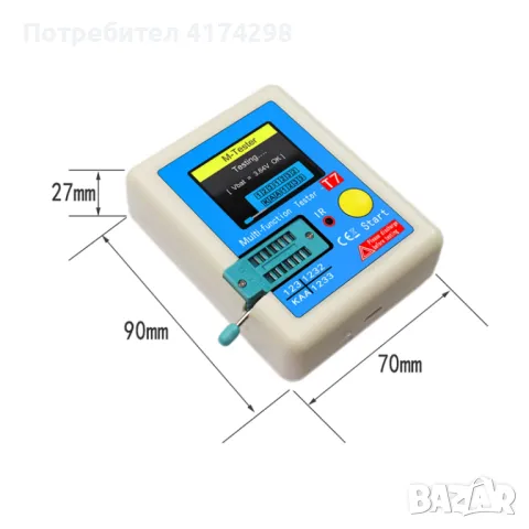 LCR-T7 Нов тестер за транзистори TFT диоден триоден капацитивен метър LCR ESR измервател NPN PNP MOS, снимка 4 - Друга електроника - 47847872