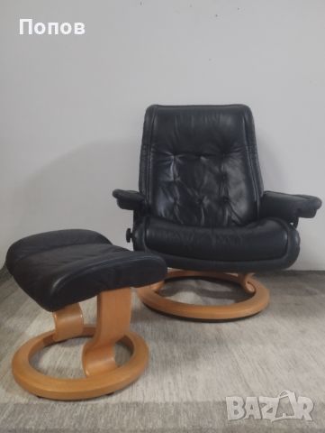 Винтидж Ekornes Stressless Royal Black релакс кресло, снимка 8 - Дивани и мека мебел - 46197066