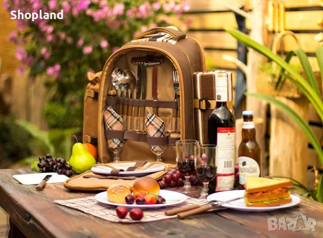 Висококачествена раница за пикник с комплект прибори за четири човека, снимка 5 - Къмпинг мебели - 50280193