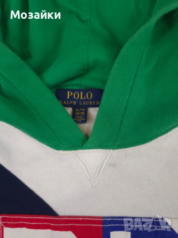Polo Ralph Lauren Hoodie употребяван, S-M, colorblock с RL patch, снимка 3 - Суичъри - 53596379