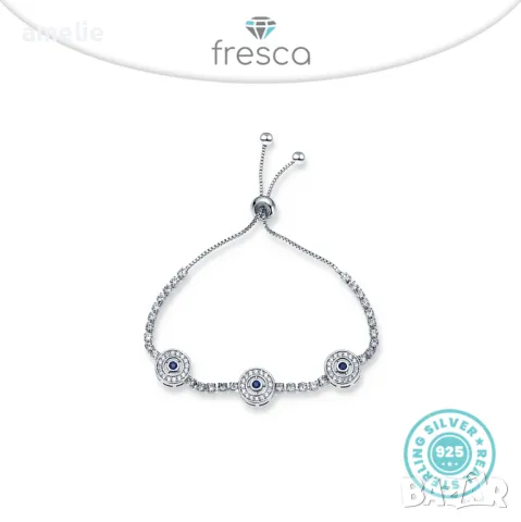 Ново! Дамска гривна сребро 925 Lucky Blue Fresca, снимка 4 - Гривни - 47525406