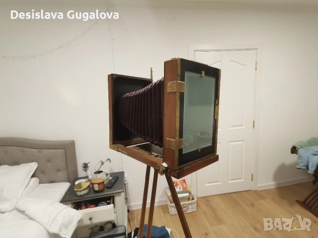 Античен дървен фотоапарат с мех, снимка 5 - Антикварни и старинни предмети - 52915002