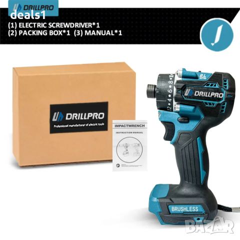 Drillpro 20+1 Безчетков Мощен Ударен Винтоверт 1000W, снимка 7 - Винтоверти - 46757464