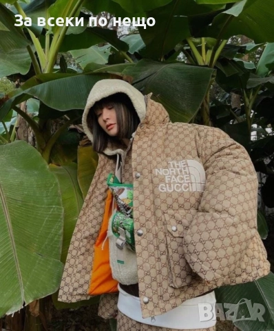 The North Face Gucci Дамско Бежово Зимно Яке Дъ Норт Фейс Гучи Код P1514, снимка 4 - Якета - 52339067