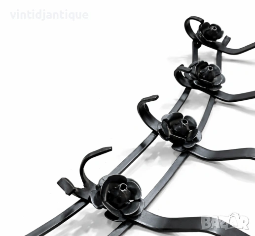 Декоративна стенна закачалка от ковано желязо с дизайн на рози, снимка 3 - Декорация за дома - 54127013