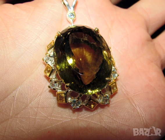 925 сребърно колие с лимонов кварц 52 карата