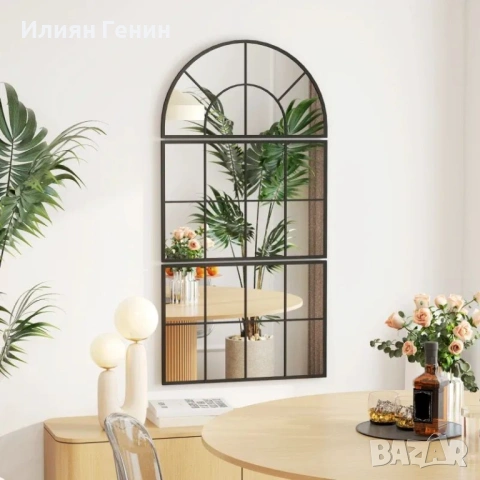 Стенно огледало HOMCOM, огледало за прозорец, три части, снимка 5 - Огледала - 53449421