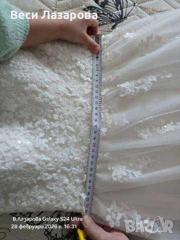 продавам булчинска рокля с обръч и воал , снимка 11 - Сватбени рокли - 53658480