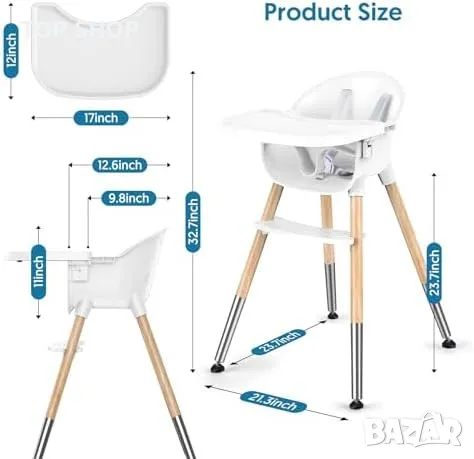 Ново Столче за хранене Bellababy Бебе 5-точков предпазен колан, снимка 6 - Детски - 49658529