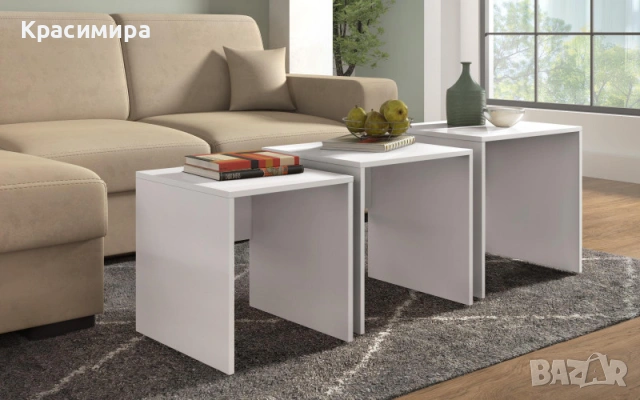 Холна маса бяла 3в1, масички, снимка 2 - Маси - 53962345