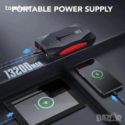 НОВ, ТЕСТВАН  Джъмп стартер / jump starter FLYLINKTECH Стартер за кола 1500A 12V Интелигентен..., снимка 2 - Аксесоари и консумативи - 51637821