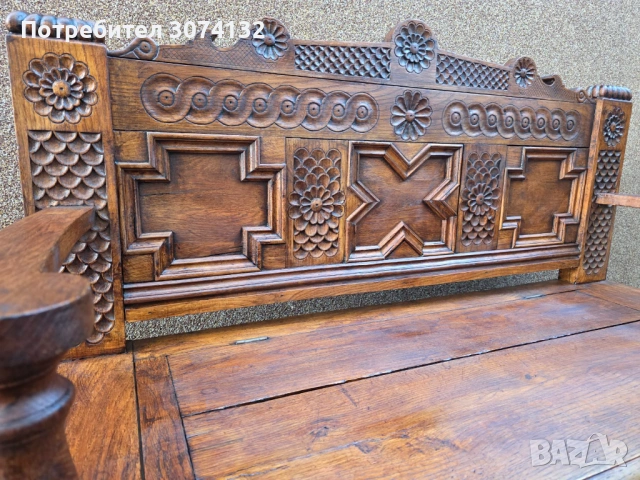 Уникална ретро пейка с дърворезба, снимка 4 - Други - 53569981