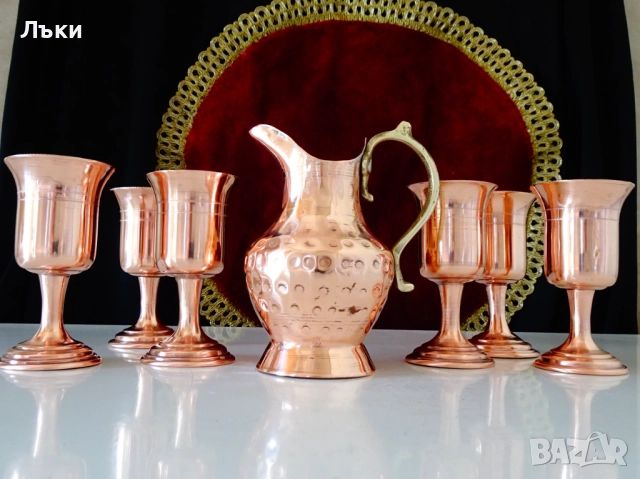 Медни чаши за ракия,чиста червена мед,на столче. , снимка 11 - Антикварни и старинни предмети - 52203905