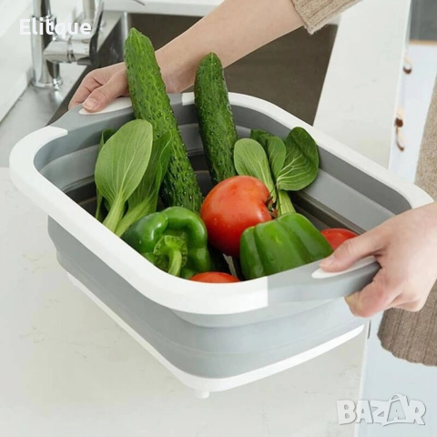 Многофункционална сгъваема дъска за рязане - леген с тапа, снимка 2 - Други - 52896404