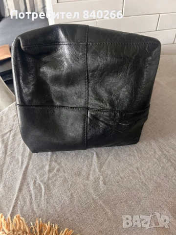 Голяма черна чанта ZARA - естествена кожа + подарък  още една чанта, снимка 3 - Чанти - 53272981