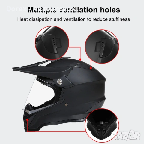 Черна мат крос каска за мотор, мотокрос, ендуро и АТВ - размери М и L, снимка 5 - Аксесоари и консумативи - 54184074