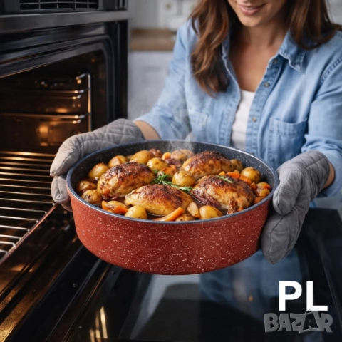 Тава Oliver Voltz OV54322B – Кръгла алуминиева тава с мраморно покритие (28/7, 30/7, 32/7 см), снимка 2 - Прибори за хранене, готвене и сервиране - 54206589