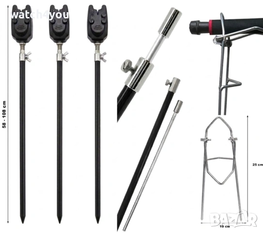 НОВ КОМПЛЕКТ СИГНАЛИЗАТОРИ ЗА ВЪДИЦА. ОБТЕГАЧИ. ЕЛЕКТРОННИ СИГНАЛИЗАТОРИ ЗА КЪЛВАНЕ С КОЛЧЕТА СТОЙКА, снимка 12 - Такъми - 48975177