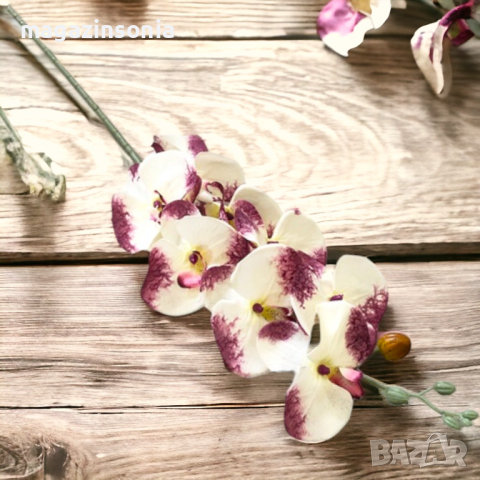 Стрък страхотна декоративна Орхидея//90 см.//двуцветна, снимка 1 - Изкуствени цветя - 44950689