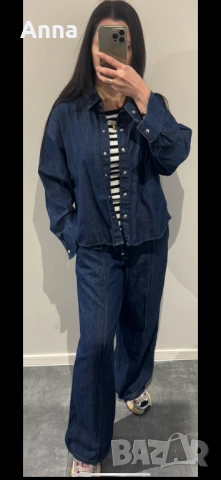 Дънков костюм 🔥лек, стилен, нова колекция на Zara, снимка 2 - Костюми - 54183161