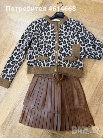 Кафява кожена пола Zara