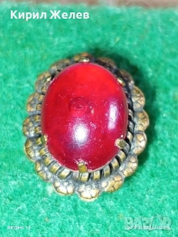 Старинен скъпоценен пръстен с Карнеолов Ахат ръчна изработка 19854, снимка 2 - Пръстени - 53993415