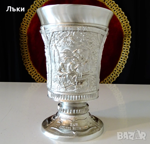 Калаен бокал за вино с живописни картини,250 мл.,360 гр. , снимка 5 - Антикварни и старинни предмети - 52203376