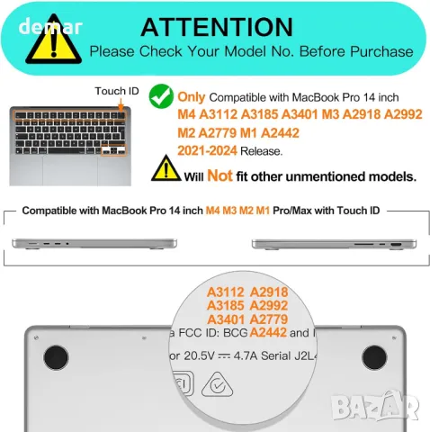 Калъф MOSISO MacBook Pro 14 инча 2024-2021 M4 M3 M2 M1 A3112 A3185 A3401 A2918 A2992 A2779 A2442, снимка 2 - Лаптоп аксесоари - 48431871