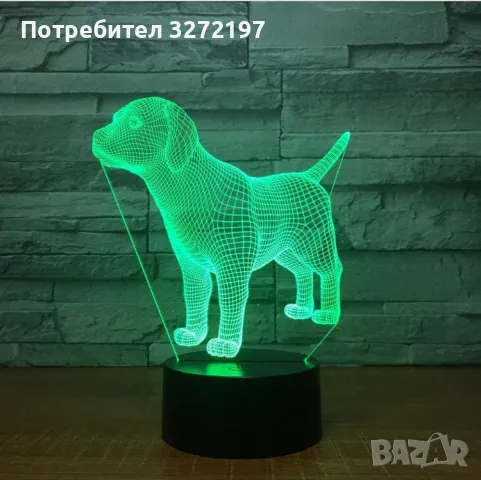 Холограмна 3D LED лампа Лабрадор,RGB Седемцветен Интелигентен Контрол,USB, снимка 1 - Настолни лампи - 49492953