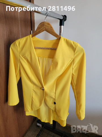 Дамско официално пролетно сако от шифон - жълт цвят, снимка 1 - Сака - 44953773