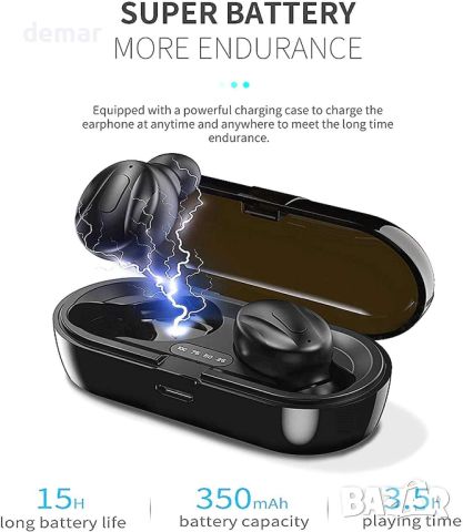 Слушалки Xawy, 5.0 безжични слушалки в ухото, стерео звук, микрофон, за iOS, Android, снимка 3 - Безжични слушалки - 45438178