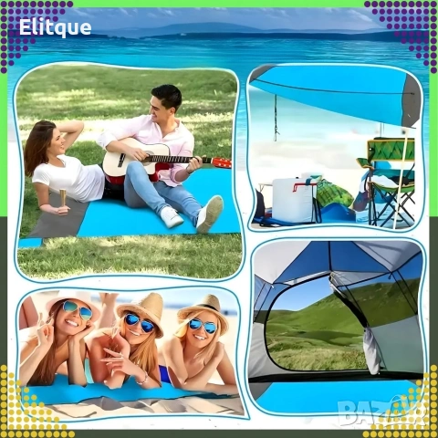 Голямо водоустойчиво плажно одеяло - Постелка за пикник подходяща за цялото семейство, 210 x 200 см, снимка 6 - Други стоки за дома - 54189336