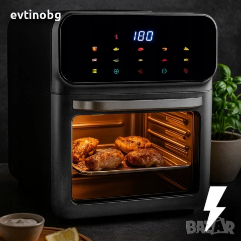 Еър фрайър и фурна 2-в-1 , XXL Капацитет 8.5L, 1350W, 10 Програми, LED Тъч дисплей, снимка 3 - Кухненски роботи - 53803425