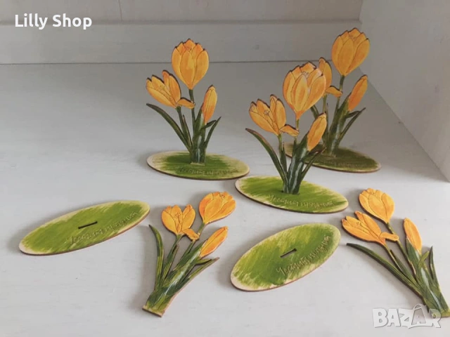 декоративни цветя от дърво, - лале, зюмбюл, минзухар, снимка 6 - Други - 53511769