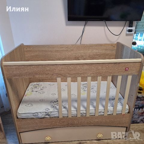 Дървена бебешка кошара с матрак 120х60, снимка 3 - Кошарки - 46414946