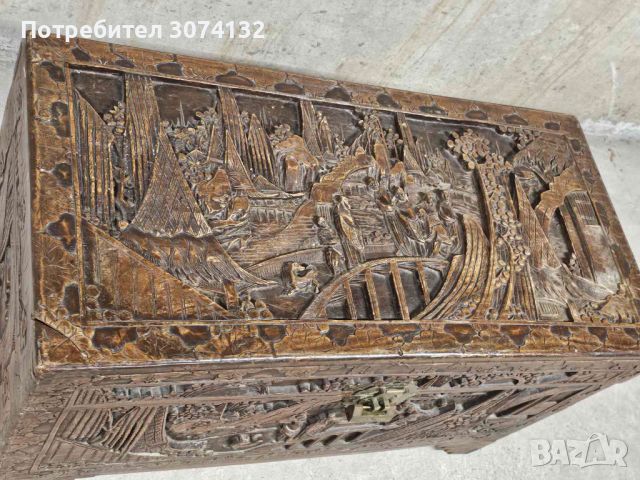 Оргинална Китайска ракла с дърворезба, снимка 4 - Антикварни и старинни предмети - 46359945