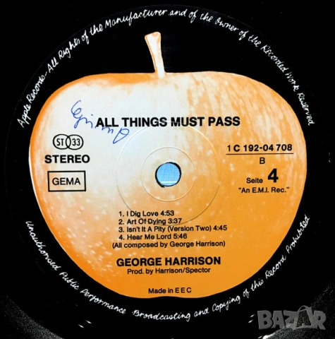 Грамофонни плочи George Harrison ‎– All Things Must Pass 3LP, снимка 6 - Грамофонни плочи - 53936998