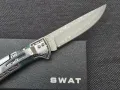 Сгъваем фосфоресциращ нож,дамаска стомана с гравирана дръжка SWAT, снимка 9