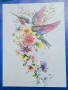 Гоблен комплект колибри с цветя – 30×40, снимка 1