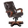 луксозен директорски стол с дърво и еко/естествена кожа в кафяв/черен цвят ПРОМО, снимка 1
