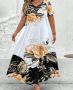 Макси лятна еластична дълга рокля на красиви цветя - меко, гладко и комфортно трико, снимка 1 - Рокли - 45492279